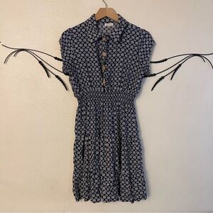 Elegant Black Floral Button-Up Mini Dress